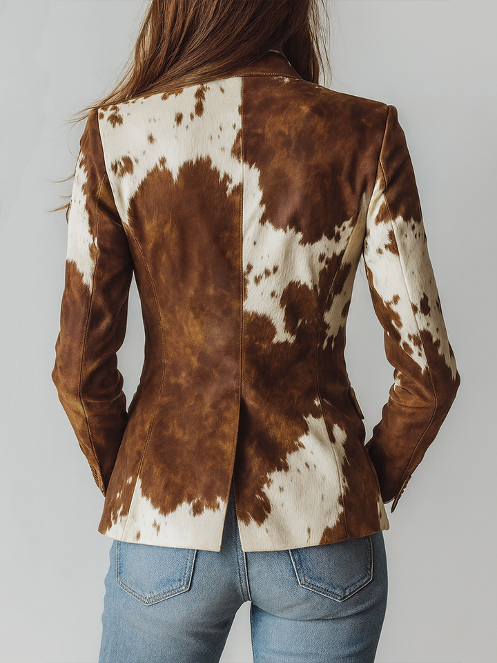 Alessia – Vintage Cow Print Blazer