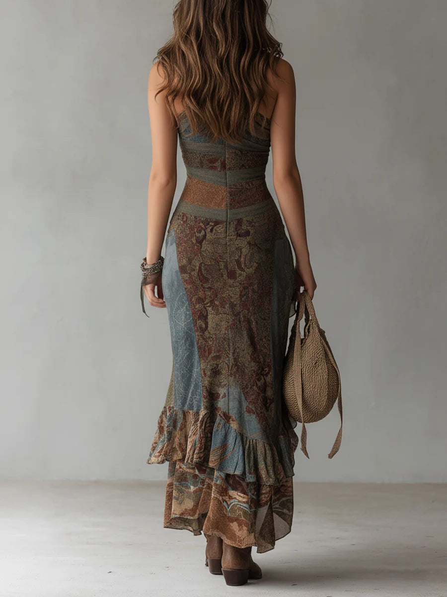 Elena | Bold One-Shoulder Printed Maxi Dress