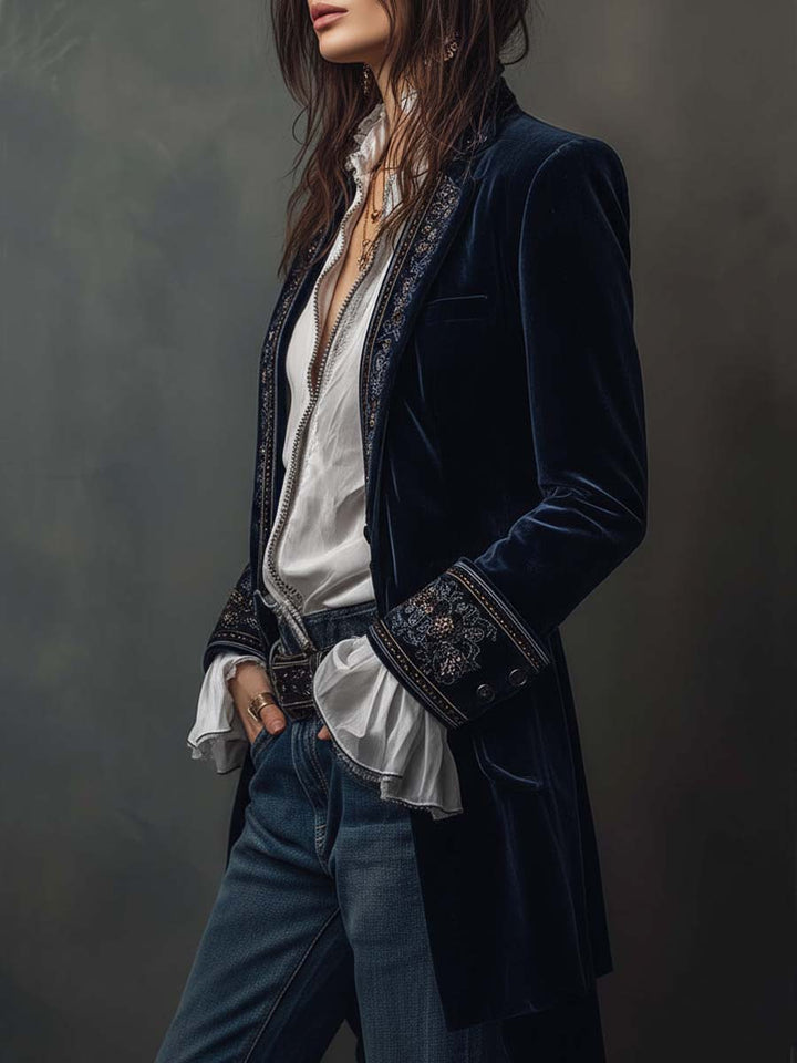 Clarisse – Long Embroidered Vintage-Style Jacket
