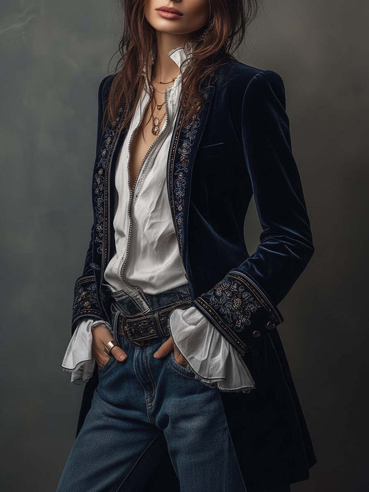 Clarisse – Long Embroidered Vintage-Style Jacket