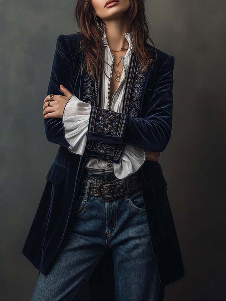 Clarisse – Long Embroidered Vintage-Style Jacket