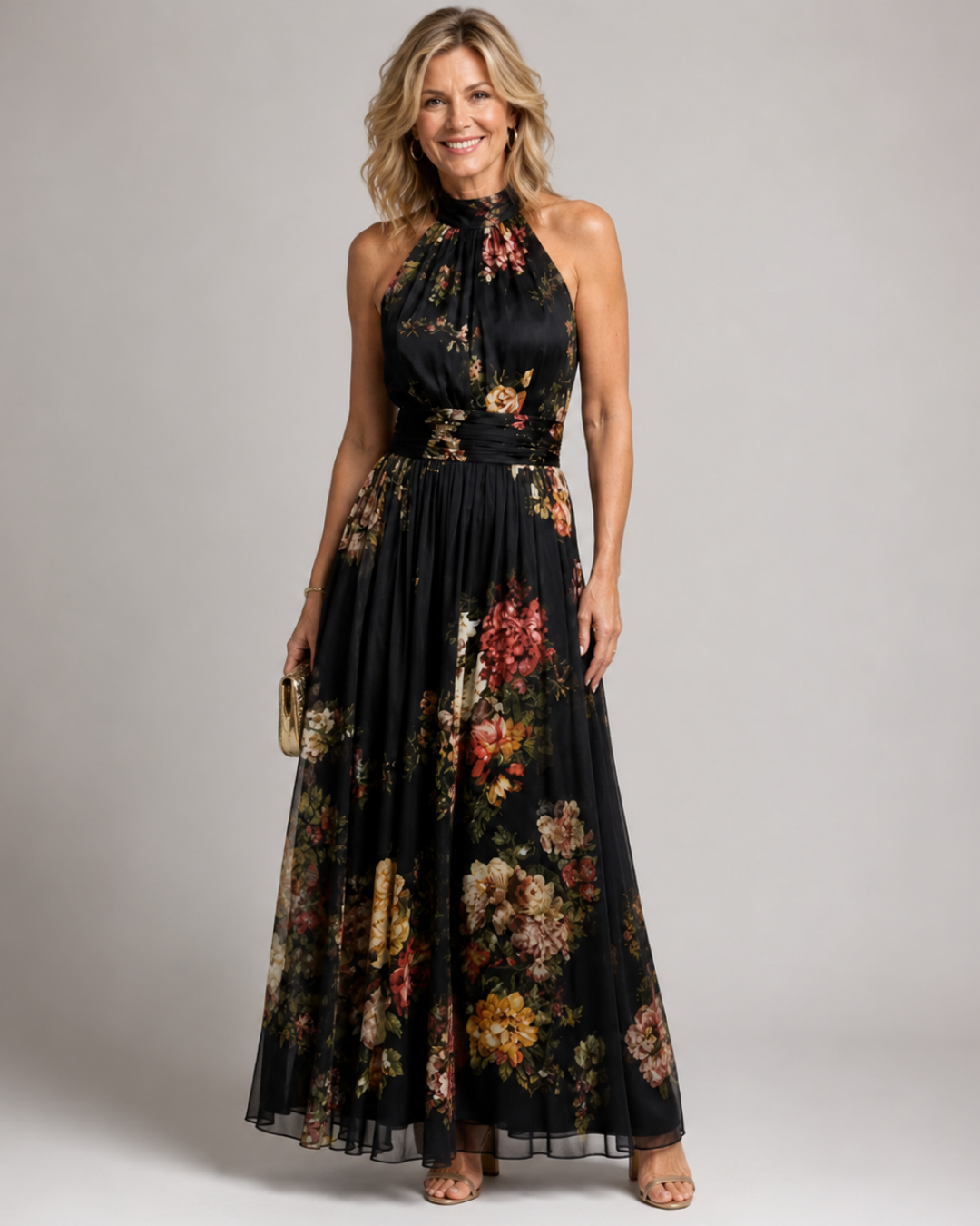 Sior | Floral Halter Neck Midi Dress