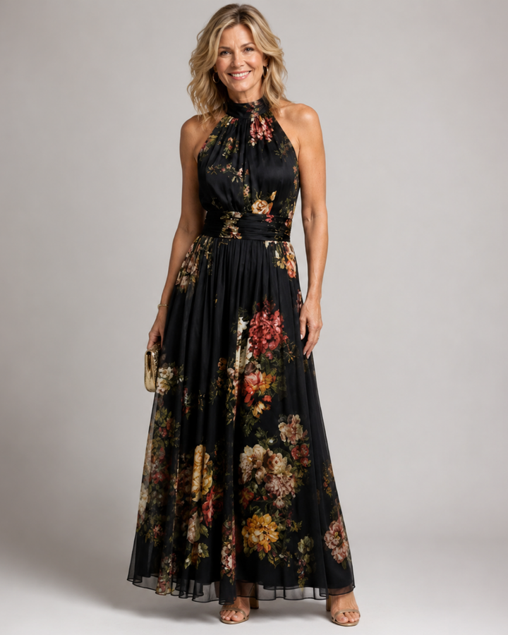Sior | Floral Halter Neck Midi Dress