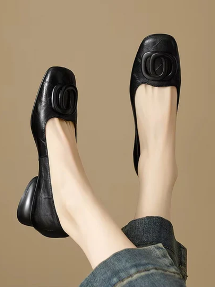 Marielle – Square-Toe Leather Ballet Flats
