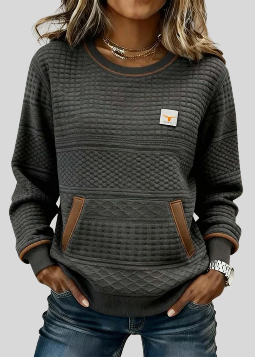 ELLA | Colorblock sweatshirt with kangaroo pocket - Charcoal