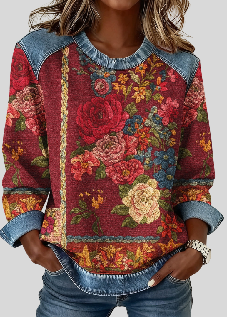 EVELYN | Floral print sweatshirt - Red
