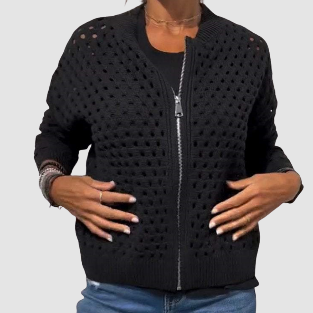 Charlotte – Open-Knit Zip Jacket