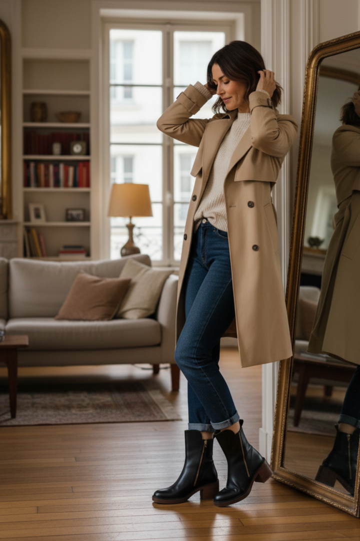 Pernelle – Leather Boots with Square Heel