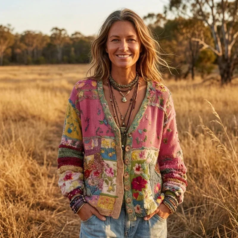 Nadja | Bohemian Patchwork Knit Cardigan
