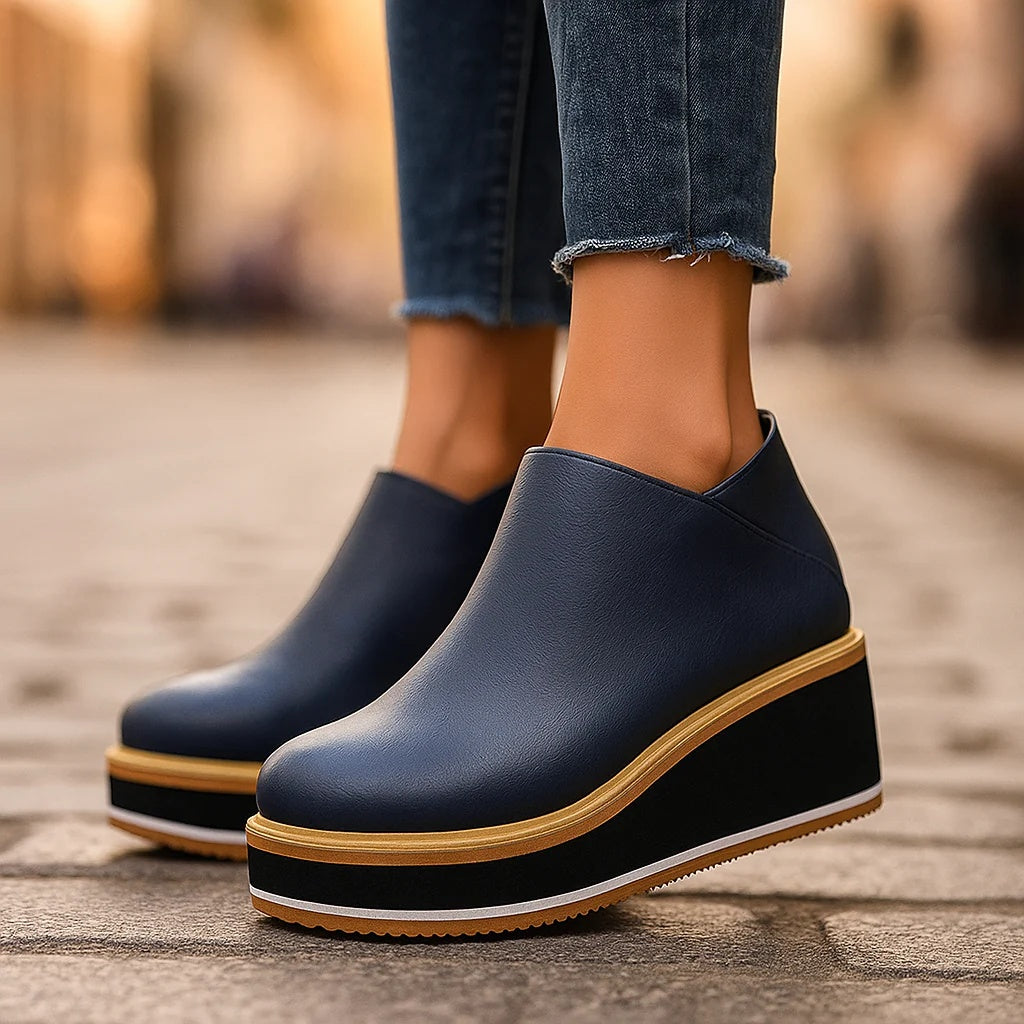 Coralie – Wedge Ankle Boots with Side Zip
