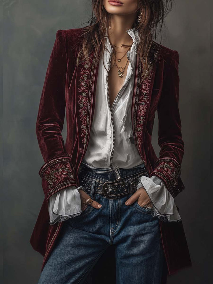 Clarisse – Long Embroidered Vintage-Style Jacket