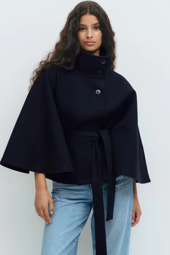 BELTED CAPE JACKET