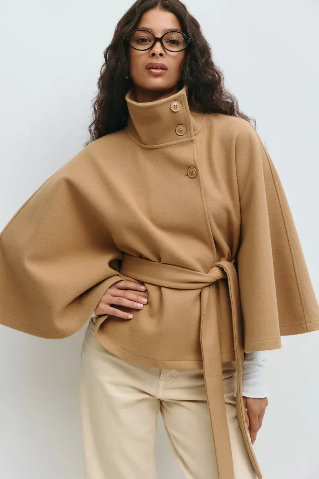 BELTED CAPE JACKET