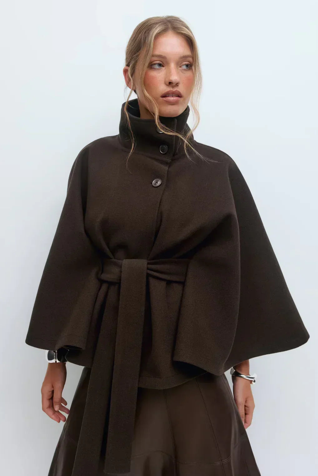 BELTED CAPE JACKET