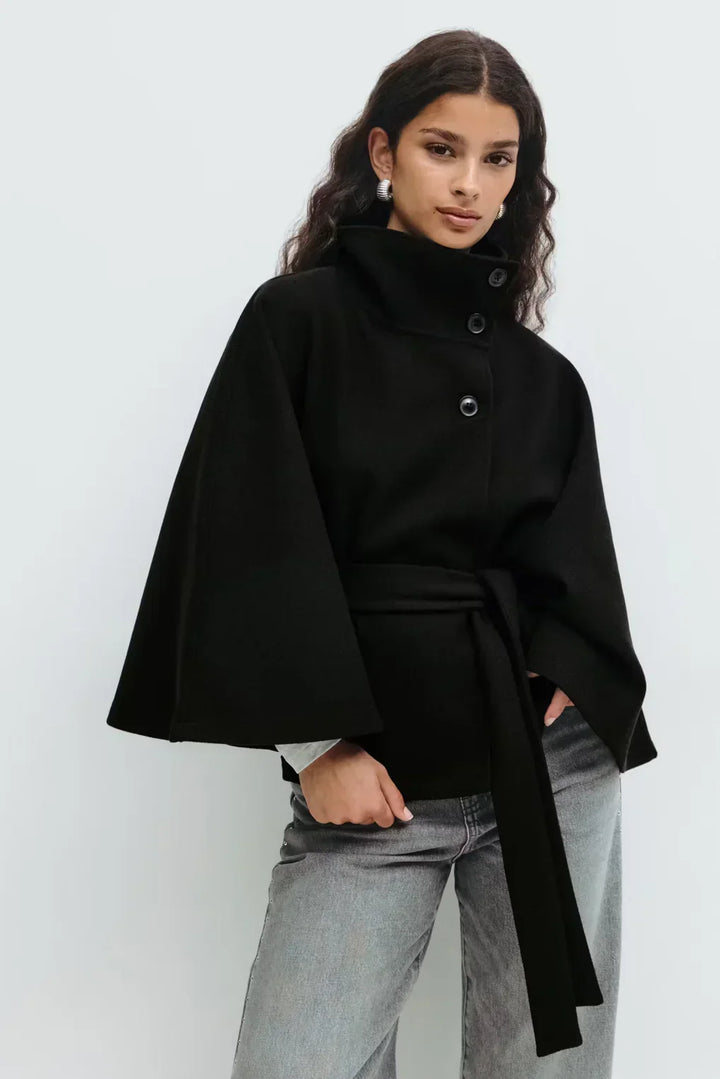 BELTED CAPE JACKET