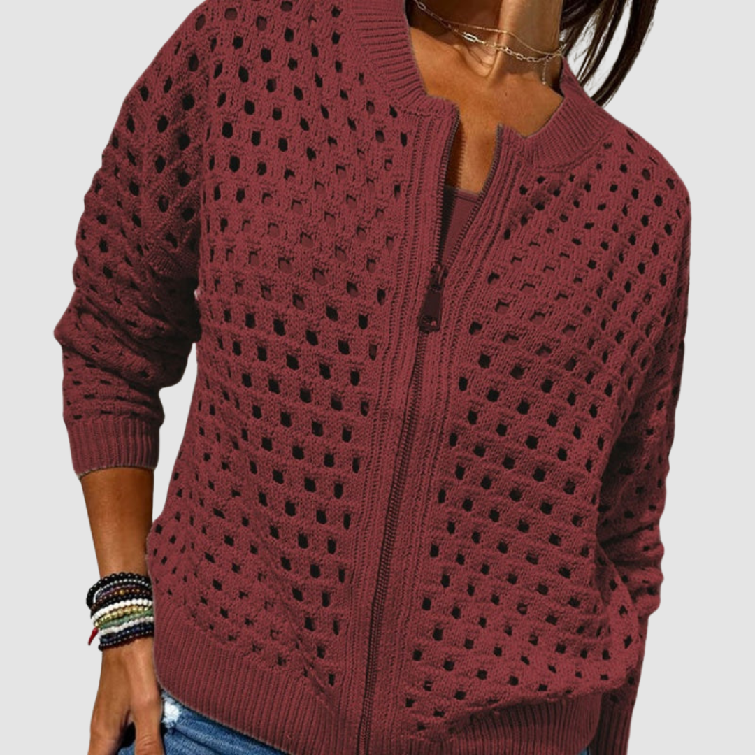 Charlotte – Open-Knit Zip Jacket