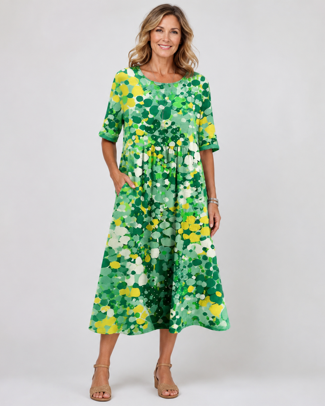 ELENA™ - ELEGANT FLORAL SUMMER MIDI DRESS