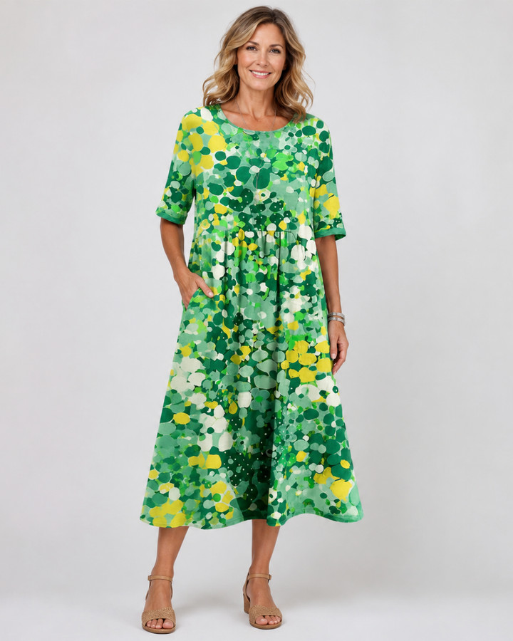 ELENA™ - ELEGANT FLORAL SUMMER MIDI DRESS