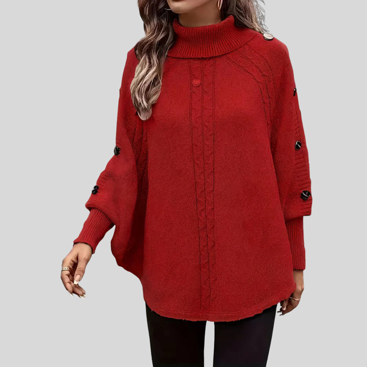 HOPE | High-neck cable-knit sweater - Red