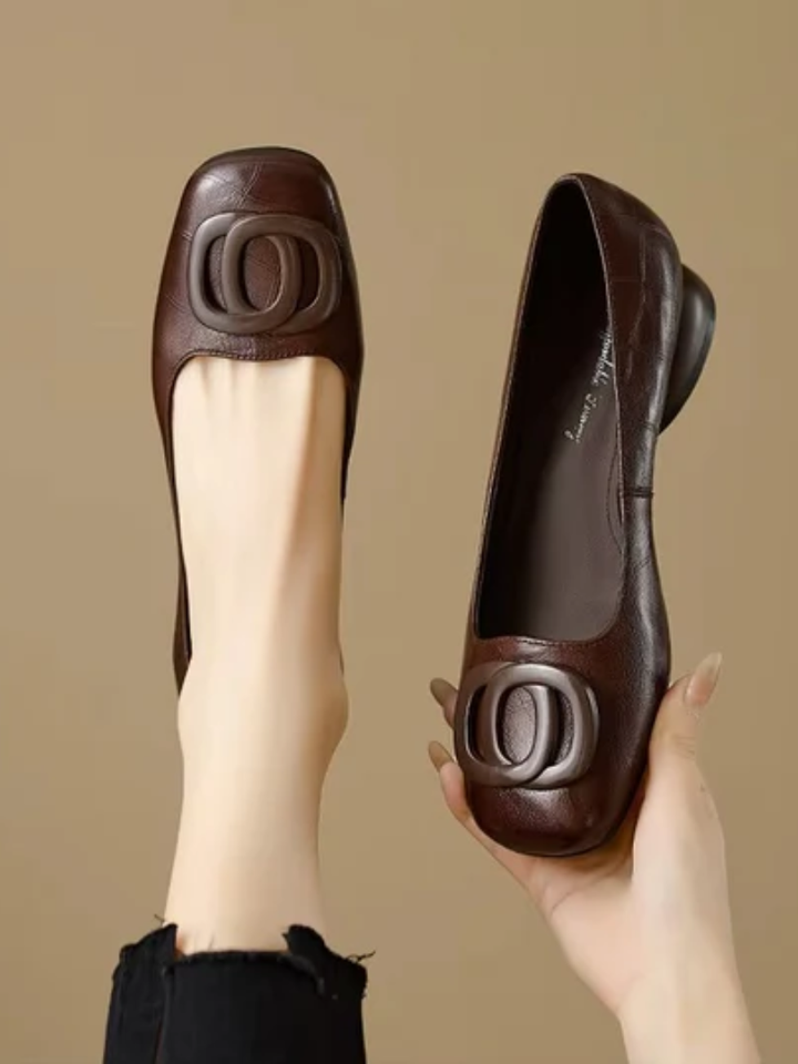 Marielle – Square-Toe Leather Ballet Flats