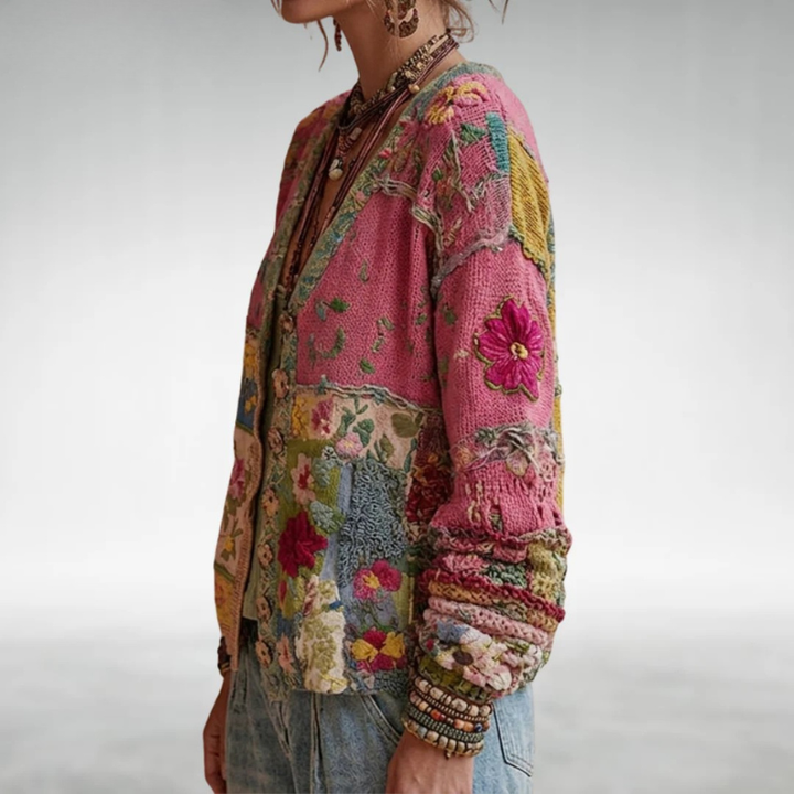 Nadja | Bohemian Patchwork Knit Cardigan