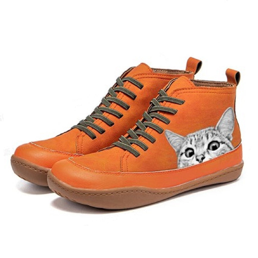 Mirabelle – Orthopedic Ankle Boots with Cat Motif
