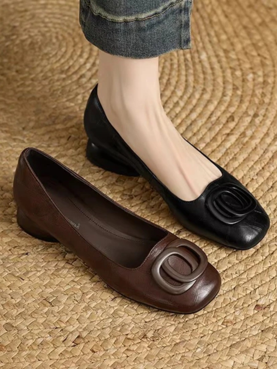 Marielle – Square-Toe Leather Ballet Flats