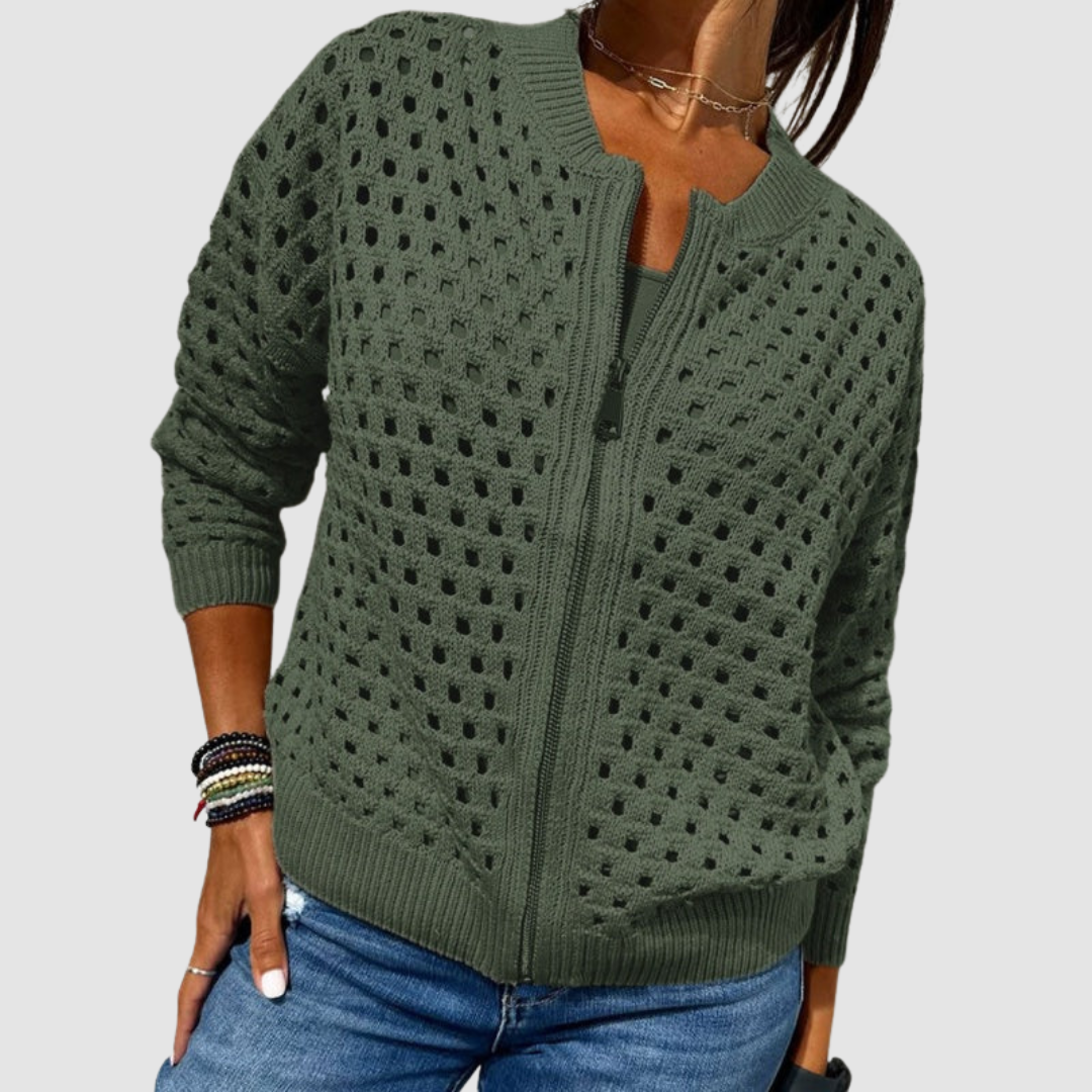 Charlotte – Open-Knit Zip Jacket