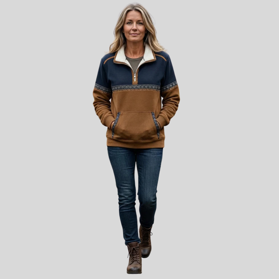 AMELIA | Half-zip pullover with sherpa collar