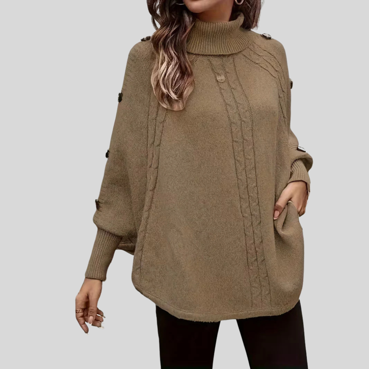 HOPE | High-neck cable-knit sweater - Camel