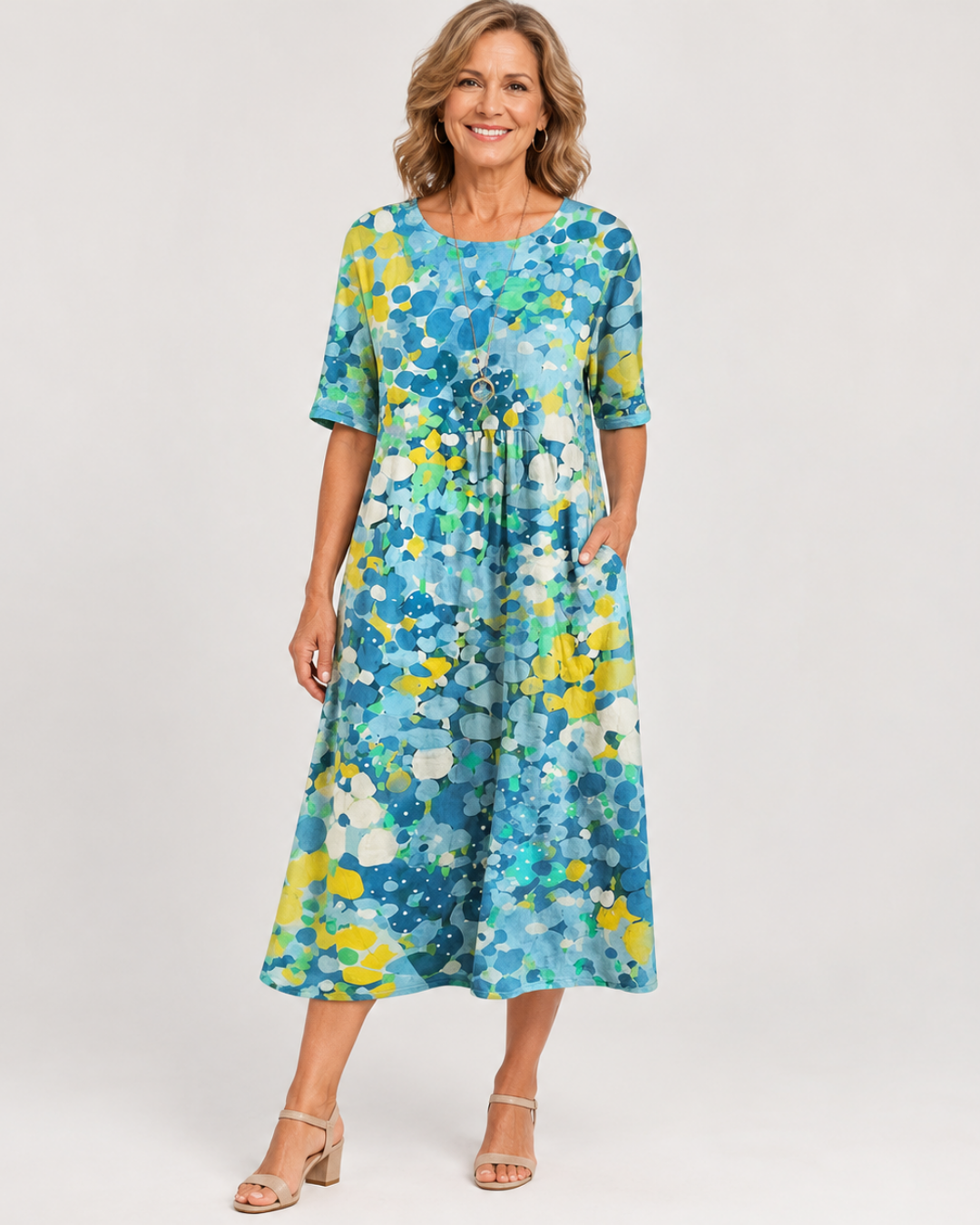 ELENA™ - ELEGANT FLORAL SUMMER MIDI DRESS