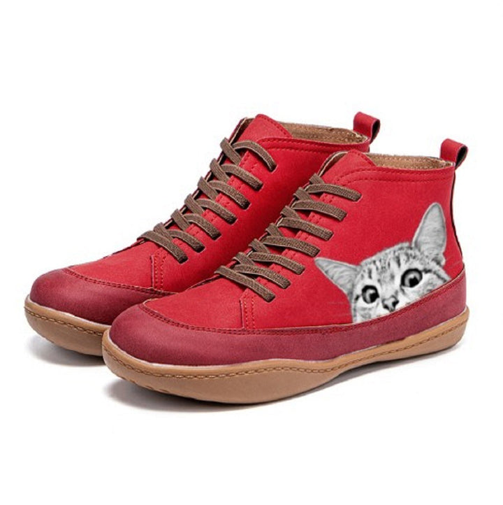 Mirabelle – Orthopedic Ankle Boots with Cat Motif