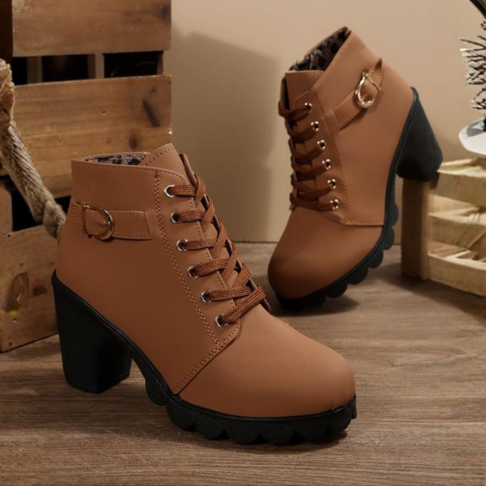 Romane – Lace-Up Ankle Boots with Metal Buckle