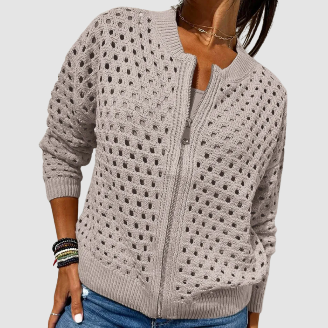 Charlotte – Open-Knit Zip Jacket
