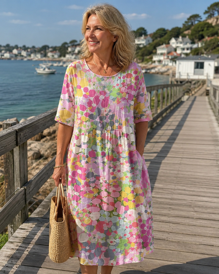 ELENA™ - ELEGANT FLORAL SUMMER MIDI DRESS