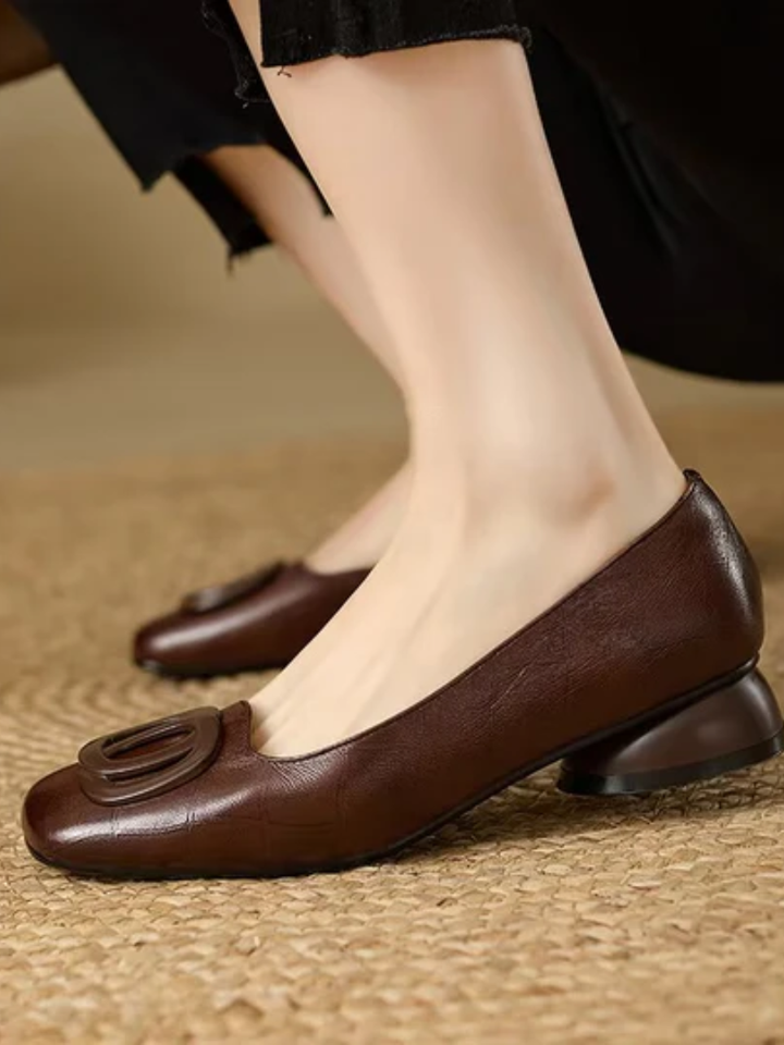 Marielle – Square-Toe Leather Ballet Flats