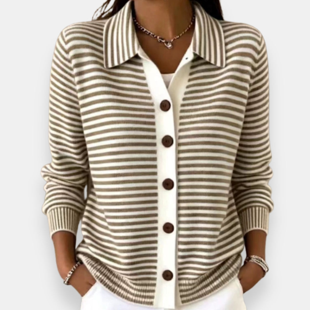 Nola – Striped Button Cardigan