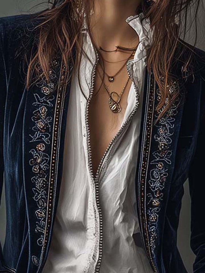 Clarisse – Long Embroidered Vintage-Style Jacket