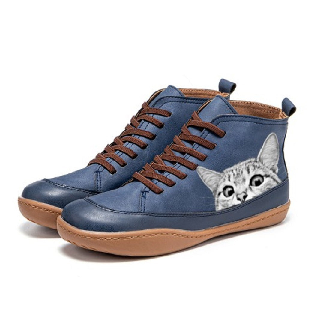 Mirabelle – Orthopedic Ankle Boots with Cat Motif
