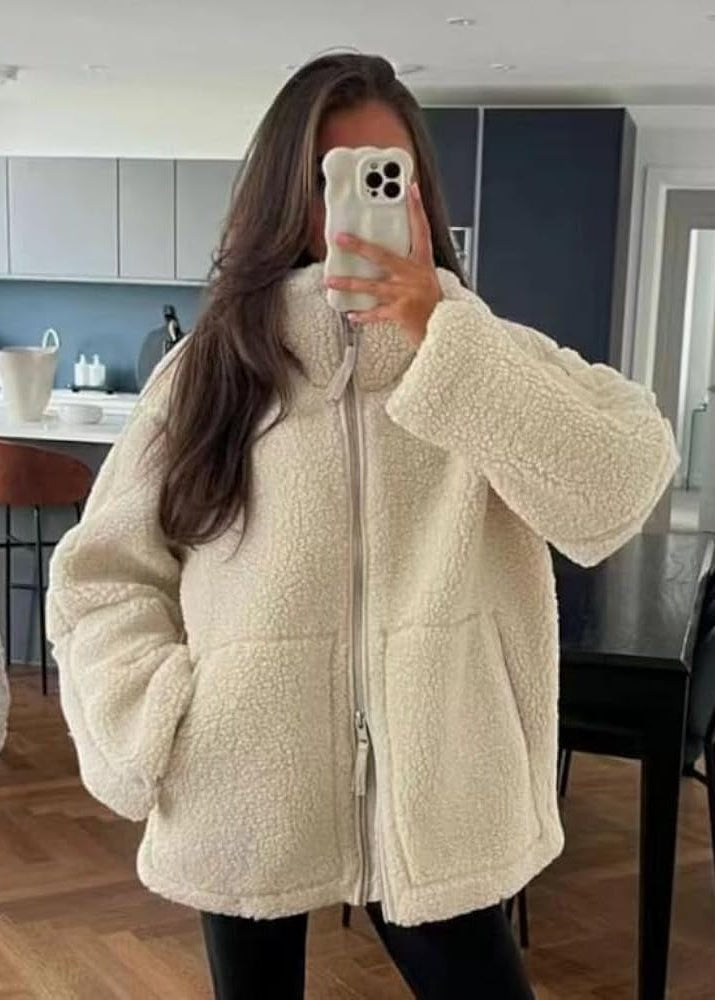 Silvana | Oversized Teddy Jacket with High Collar