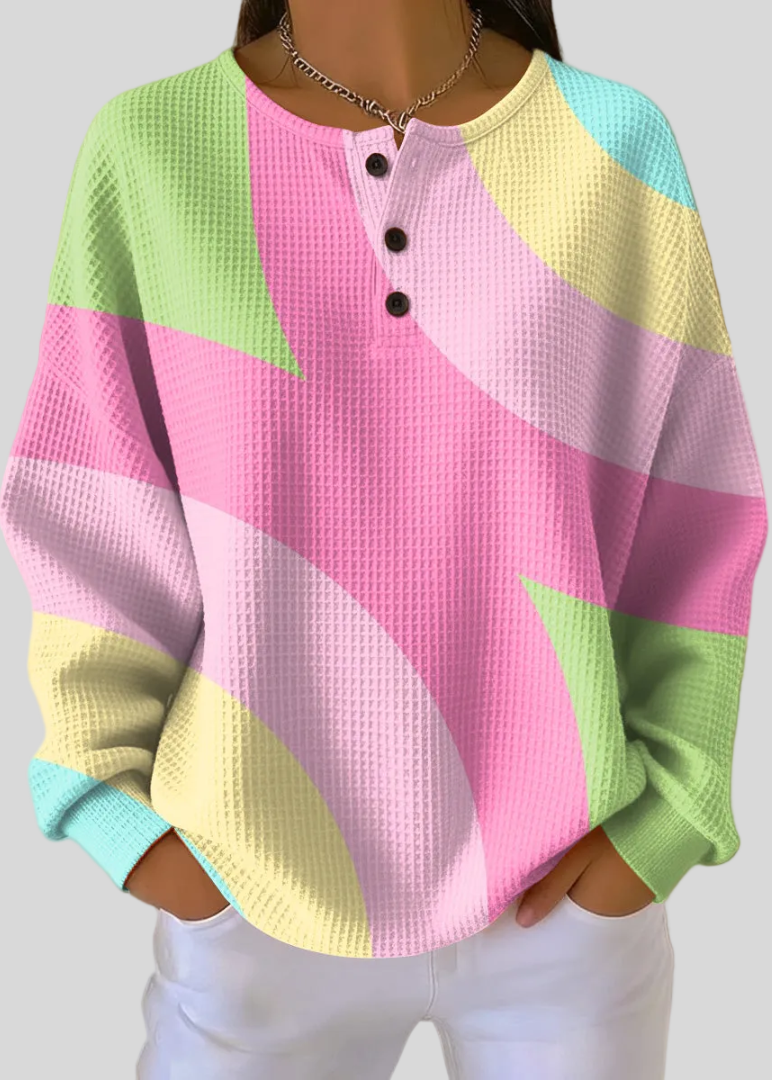 IRIS | Waffle-knit sweatshirt with color-block print - Multi