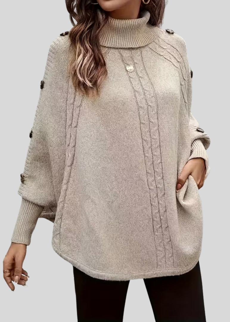 HOPE | High-neck cable-knit sweater - Apricot