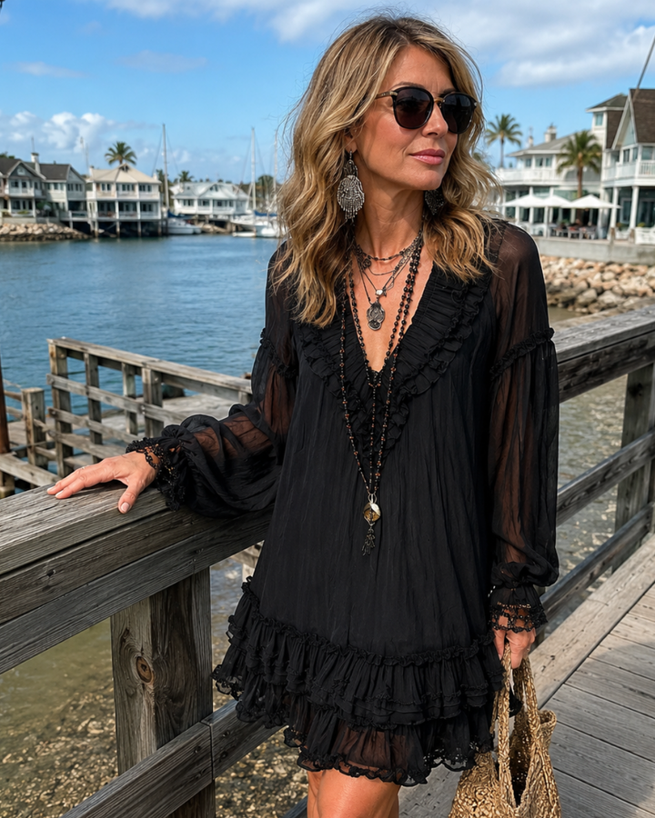 AURELIA | RUFFLE TRIM MINI DRESS
