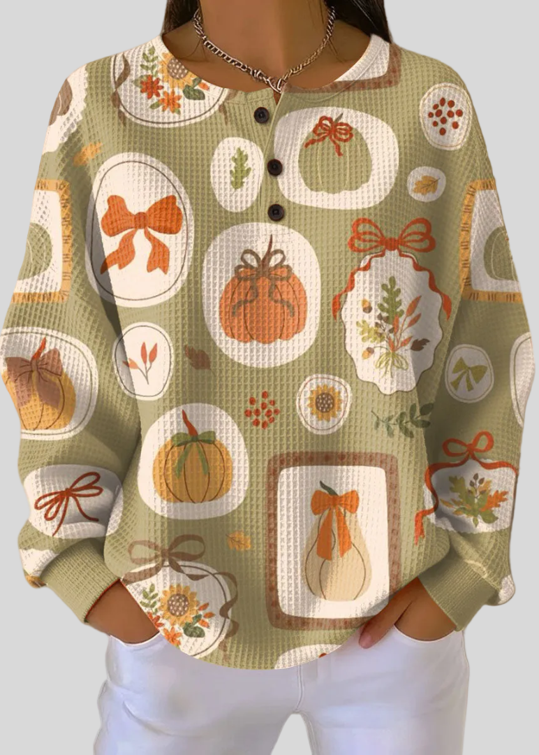HANNAH | Sweatshirt with pumpkin and bow print - Multi