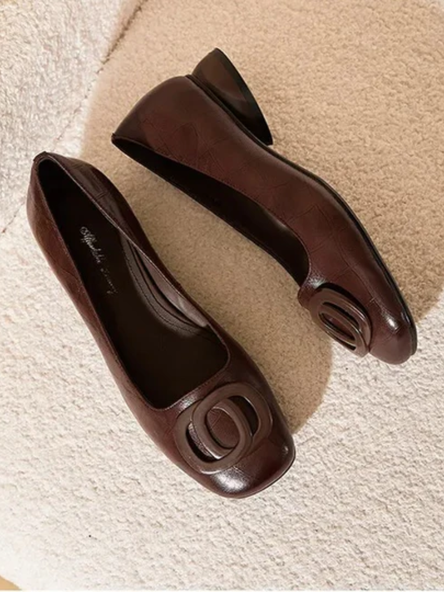 Marielle – Square-Toe Leather Ballet Flats