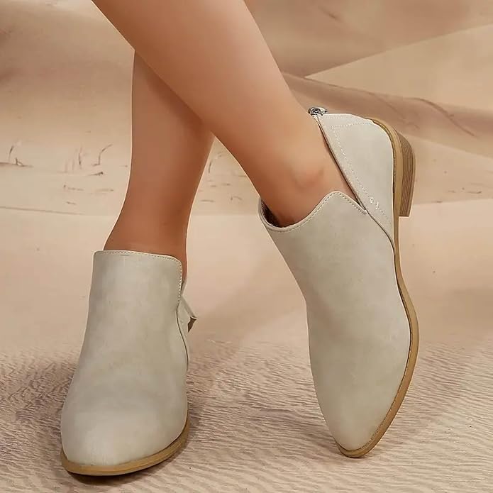Roxane – Block Heel Ankle Boots with Back Zip