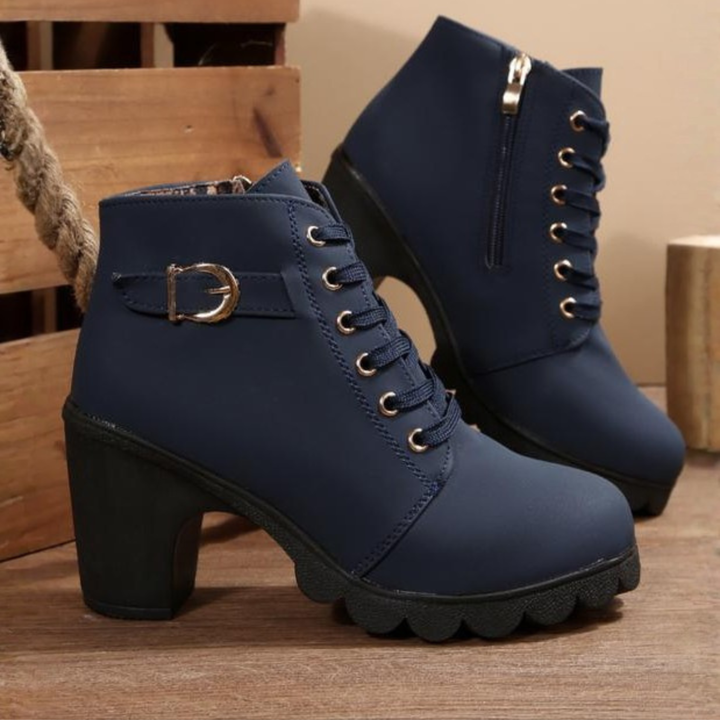 Romane – Lace-Up Ankle Boots with Metal Buckle