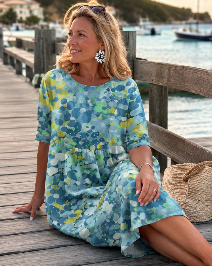 ELENA™ - ELEGANT FLORAL SUMMER MIDI DRESS
