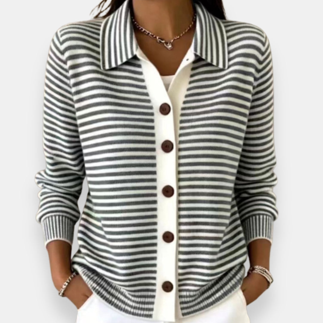 Nola – Striped Button Cardigan