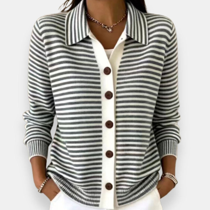 Nola – Striped Button Cardigan